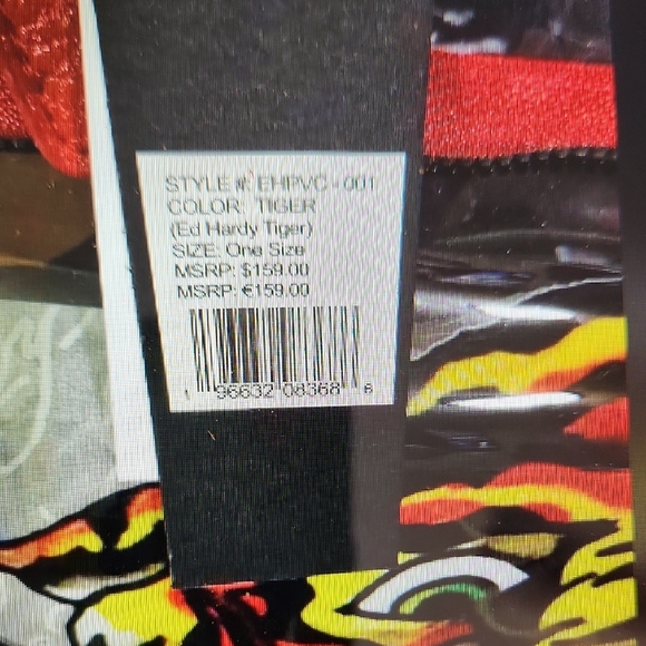 Ed Hardy Red & Clear PVC/ Tiger Graphic Tote Bag/ NWT/ Zip Top/Shoulder Handles - Picture 5 of 7